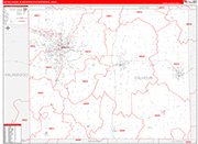 Battle Creek Metro Area Wall Map Red Line Style